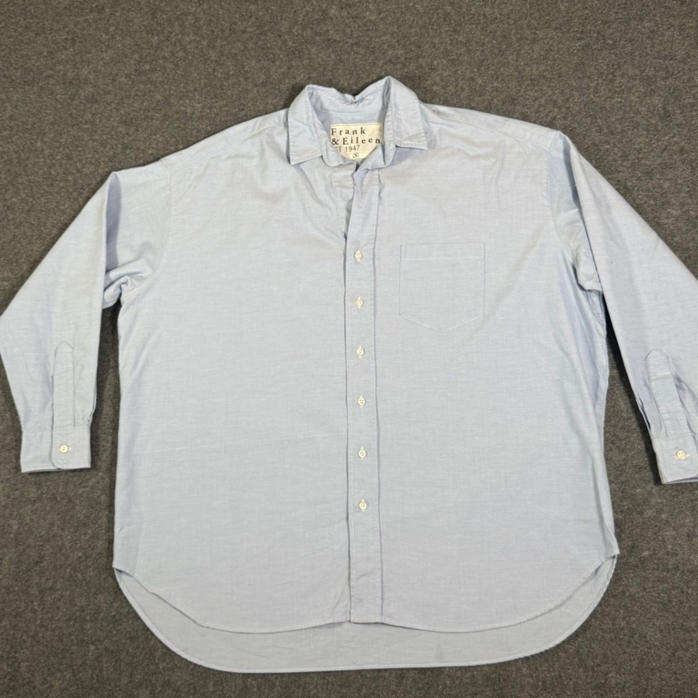Frank & Eileen Shirley Light Blue Cotton Oxford Oversized Button Up Shirt S